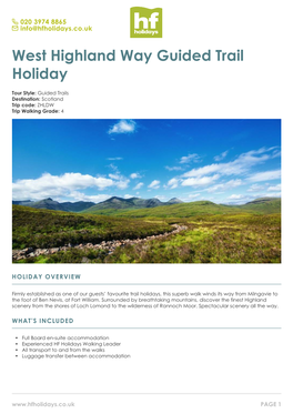 West Highland Way Guided Trail Holiday