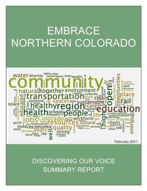 Discovering Our Voice Summary Report Embrace Northern Colorado