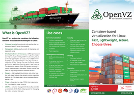 What Is Openvz? Use Cases Container-Based Virtualization for Linux
