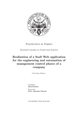 Realization of a Saas Web Application for the Engineering and Automation of Management Control Phases of a Company