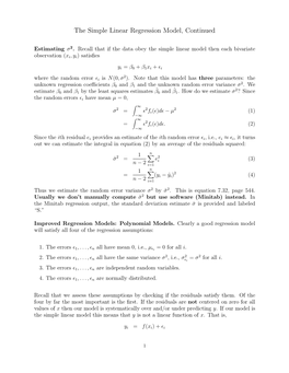 The Simple Linear Regression Model, Continued