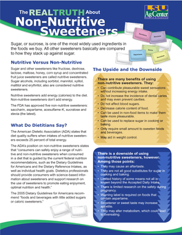 Non-Nutritive Sweeteners