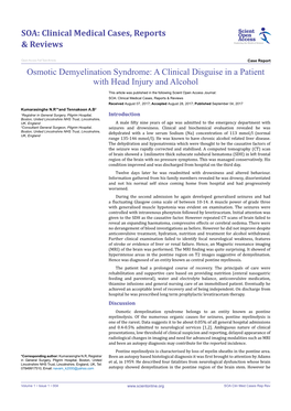 Osmotic Demyelination Syndrome: a Clinical Disguise in a Patient with Head Injury and Alcohol