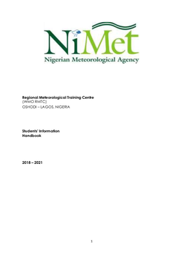 Regional Meteorological Training Centre (WMO RMTC) OSHODI – LAGOS, NIGERIA Students' Information Handbook 2018 – 2021