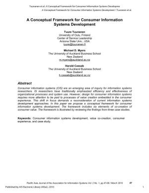 A Conceptual Framework for Consumer Information Systems Development / Tuunanen Et Al