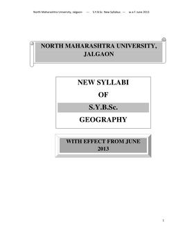 NEW SYLLABI of S.Y.B.Sc. GEOGRAPHY