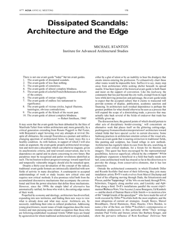 Dissipated Scandals: Architecture and the Edge