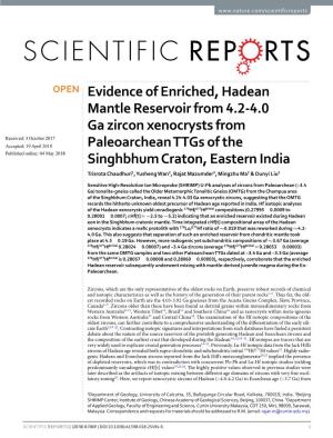 Evidence of Enriched, Hadean Mantle Reservoir from 4.2-4.0 Ga Zircon