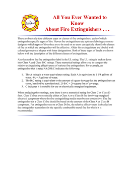 Fire Extinguisher Information
