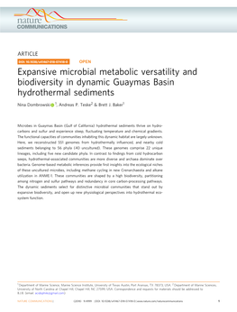 Expansive Microbial Metabolic Versatility and Biodiversity in Dynamic Guaymas Basin Hydrothermal Sediments