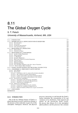 8.11 the Global Oxygen Cycle S