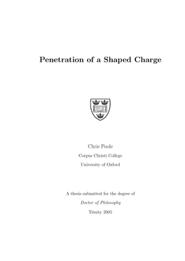Penetration of a Shaped Charge