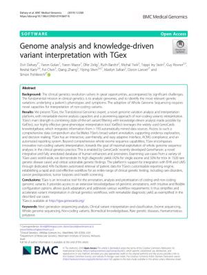 Genome Analysis and Knowledge