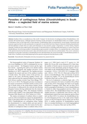 Parasites of Cartilaginous Fishes (Chondrichthyes) in South Africa – a Neglected Field of Marine Science