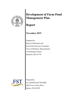 Development of Farm Pond Management Plan Report