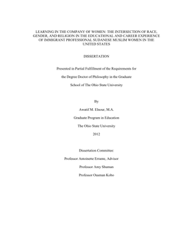 Learning in the Company of Women: the Intersection of Race, Gender, and Religion in the Educational and Career Experience Of