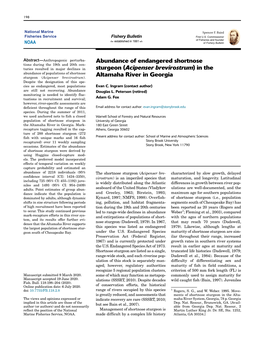 Abundance of Endangered Shortnose Sturgeon (Acipenser Brevirostrum