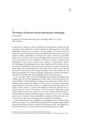 1 the History of Vacuum Science and Vacuum Technology Dr