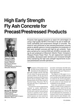 High Early Strength Fly Ash Concrete for Precast/Prestressed Products