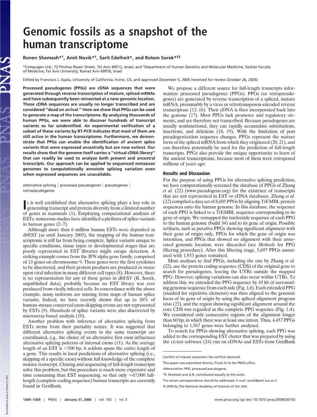 Genomic Fossils As a Snapshot of the Human Transcriptome