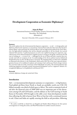 Development Cooperation As Economic Diplomacy?