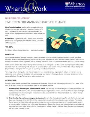 Five Steps for Managing Culture Change