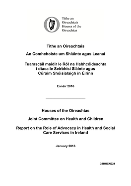 Report on the Role of Advocacy in Health and Social Care Services in Ireland
