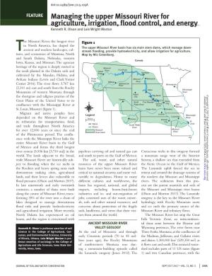 Managing the Upper Missouri River for Agriculture, Irrigation, Flood Control, and Energy Kenneth R
