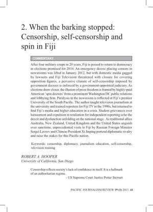 2. When the Barking Stopped: Censorship, Self-Censorship and Spin in Fiji