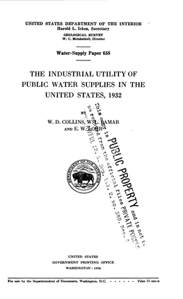 The Industrial Utility of Public Water Supplies in the United States, 1932
