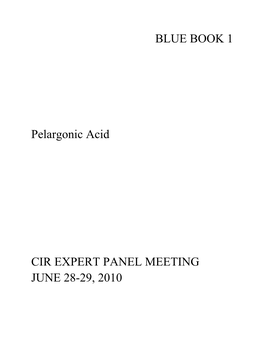 BLUE BOOK 1 Pelargonic Acid CIR EXPERT PANEL MEETING JUNE