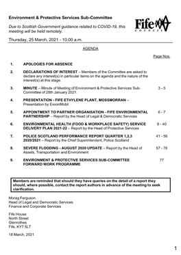 Environment & Protective Services Sub-Committee Thursday, 25
