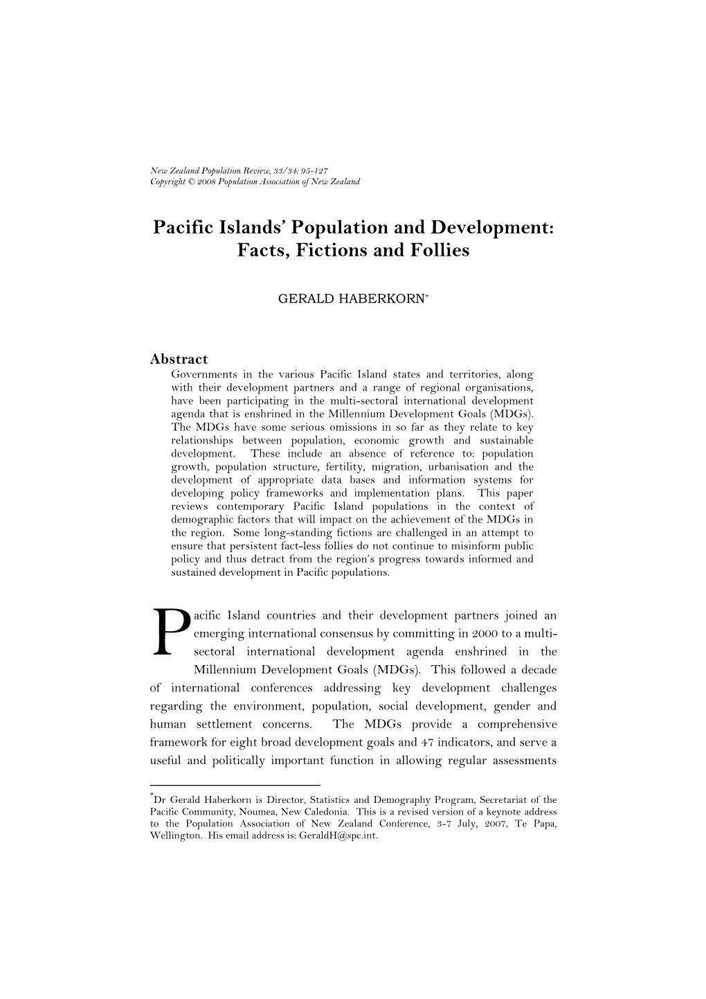 Pacific Islands' Population