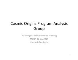 Cosmic Origins Program Analysis Group