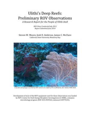 Ulithi's Deep Reefs: Preliminary ROV Observations Report