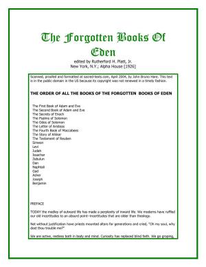 The Forgotten Books of Eden Edited by Rutherford H