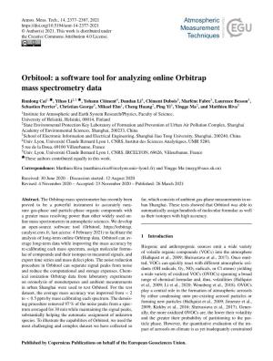 A Software Tool for Analyzing Online Orbitrap Mass Spectrometry Data