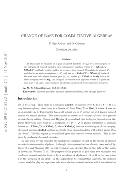 Change of Base for Commutative Algebras