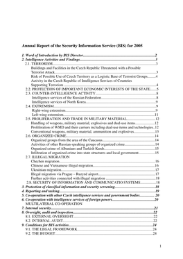Annual Report of the Security Information Service (BIS) for 2005