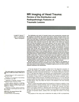 MR Imaging of Head Trauma: Review of the Distribution and Radiopathologic Features of Traumatic Lesions