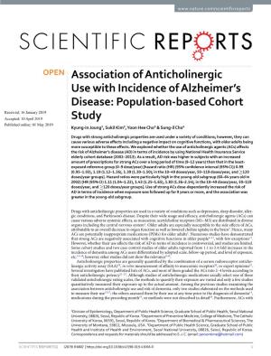 Association of Anticholinergic Use with Incidence of Alzheimer's Disease