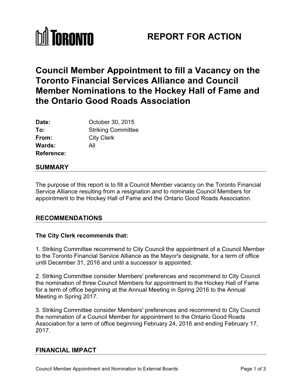 Council Member Appointment to Fill a Vacancy On