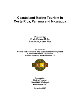 Coastal and Marine Tourism in Costa Rica, Panama and Nicaragua
