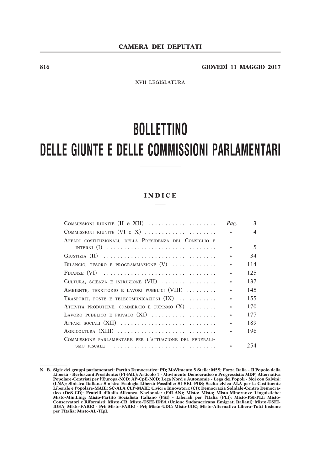 Bollettino Delle Giunte E Delle Commissioni Parlamentari