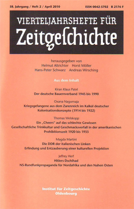 Vierteljahrshefte Für Zeitgeschichte Jahrgang 58(2010) Heft 2