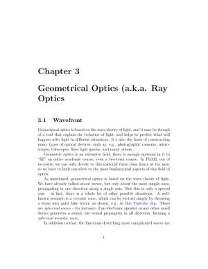 Chapter 3 Geometrical Optics (A.K.A. Ray Optics