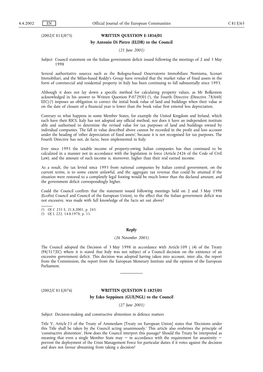 WRITTEN QUESTION E-1816/01 by Antonio Di Pietro (ELDR) to the Council (21 June 2001)