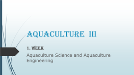 Aquaculture Iii