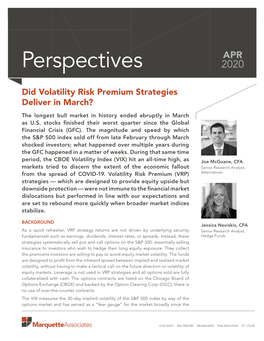 Did Volatility Risk Premium Strategies Deliver in March?