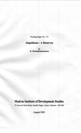 Alapakkam : a Resurvey